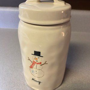 Rae Dunn MERRY Snowman Canister